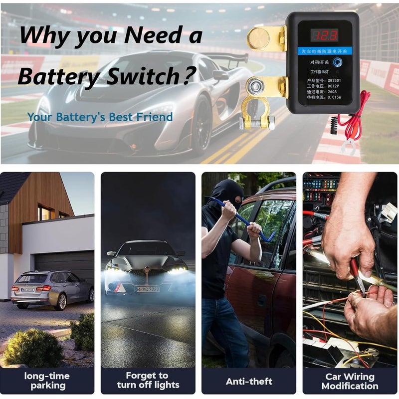 Avutrel Kill Switch-Smart Remote Car Battery Disconnect Switch Device for Vehicle, RV, ATV, Truck, Boats (with LED) 12v with Remote Control - Image 4